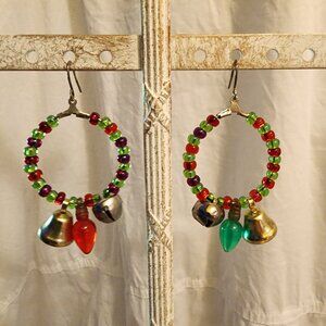 OOAK New Handcrafted Glass & Metal Bead Earrings, Silver-Plated Ear Wires